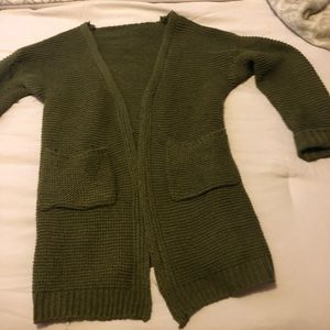 Oversized olive green cardigan sweater